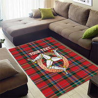 Personalized Isle of Man Triskelion Area Rug Celtic Knots with Red Tartan