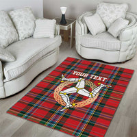 Personalized Isle of Man Triskelion Area Rug Celtic Knots with Red Tartan