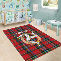 Personalized Isle of Man Triskelion Area Rug Celtic Knots with Red Tartan