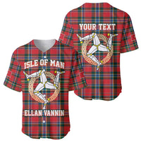 Personalized Isle of Man Triskelion Baseball Jersey Celtic Knots with Red Tartan