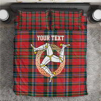 Personalized Isle of Man Triskelion Bedding Set Celtic Knots with Red Tartan