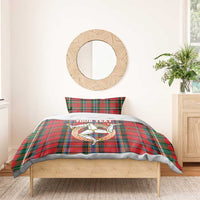 Personalized Isle of Man Triskelion Bedding Set Celtic Knots with Red Tartan