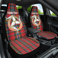 Personalized Isle of Man Triskelion Car Seat Cover Celtic Knots with Red Tartan