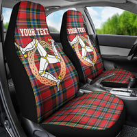 Personalized Isle of Man Triskelion Car Seat Cover Celtic Knots with Red Tartan