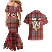 Personalized Isle of Man Triskelion Couples Matching Mermaid Dress and Hawaiian Shirt Celtic Knots with Red Tartan