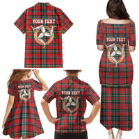Personalized Isle of Man Triskelion Family Matching Puletasi and Hawaiian Shirt Celtic Knots with Red Tartan
