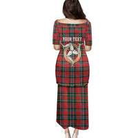 Personalized Isle of Man Triskelion Family Matching Puletasi and Hawaiian Shirt Celtic Knots with Red Tartan