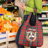 Personalized Isle of Man Triskelion Grocery Bag Celtic Knots with Red Tartan