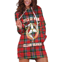 Personalized Isle of Man Triskelion Hoodie Dress Celtic Knots with Red Tartan