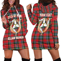Personalized Isle of Man Triskelion Hoodie Dress Celtic Knots with Red Tartan