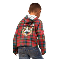 Personalized Isle of Man Triskelion Kid Hoodie Celtic Knots with Red Tartan