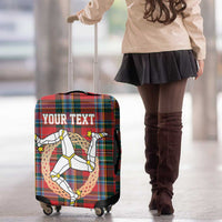Personalized Isle of Man Triskelion Luggage Cover Celtic Knots with Red Tartan