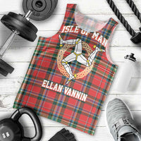 Personalized Isle of Man Triskelion Men Tank Top Celtic Knots with Red Tartan