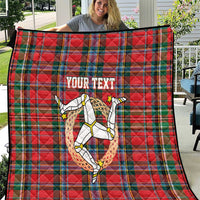 Personalized Isle of Man Triskelion Quilt Celtic Knots with Red Tartan