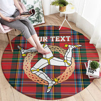 Personalized Isle of Man Triskelion Round Carpet Celtic Knots with Red Tartan