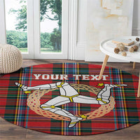 Personalized Isle of Man Triskelion Round Carpet Celtic Knots with Red Tartan