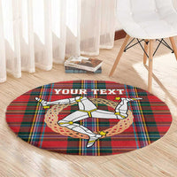 Personalized Isle of Man Triskelion Round Carpet Celtic Knots with Red Tartan