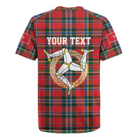 Personalized Isle of Man Triskelion Rugby Jersey Celtic Knots with Red Tartan
