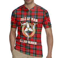 Personalized Isle of Man Triskelion Rugby Jersey Celtic Knots with Red Tartan