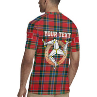 Personalized Isle of Man Triskelion Rugby Jersey Celtic Knots with Red Tartan