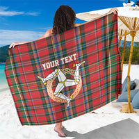 Personalized Isle of Man Triskelion Sarong Celtic Knots with Red Tartan