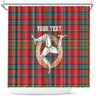 Personalized Isle of Man Triskelion Shower Curtain Celtic Knots with Red Tartan