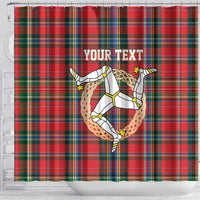 Personalized Isle of Man Triskelion Shower Curtain Celtic Knots with Red Tartan
