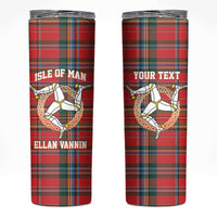 Personalized Isle of Man Triskelion Skinny Tumbler Celtic Knots with Red Tartan
