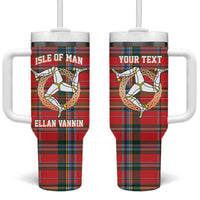 Personalized Isle of Man Triskelion Tumbler With Handle Celtic Knots with Red Tartan
