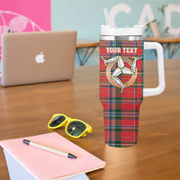 Personalized Isle of Man Triskelion Tumbler With Handle Celtic Knots with Red Tartan