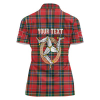 Personalized Isle of Man Triskelion Women Polo Shirt Celtic Knots with Red Tartan