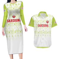 Custom Sardinia Football Couples Matching Long Sleeve Bodycon Dress and Hawaiian Shirt Sardigna Sporty Style