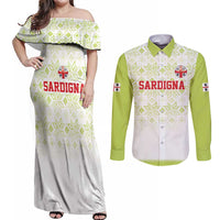 Custom Sardinia Football Couples Matching Off Shoulder Maxi Dress and Long Sleeve Button Shirt Sardigna Sporty Style