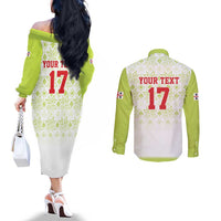 Custom Sardinia Football Couples Matching Off The Shoulder Long Sleeve Dress and Long Sleeve Button Shirt Sardigna Sporty Style