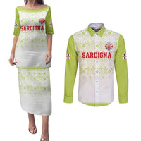 Custom Sardinia Football Couples Matching Puletasi and Long Sleeve Button Shirt Sardigna Sporty Style
