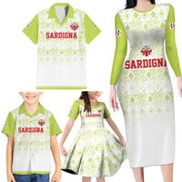 Custom Sardinia Football Family Matching Long Sleeve Bodycon Dress and Hawaiian Shirt Sardigna Sporty Style