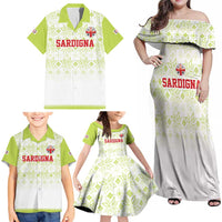 Custom Sardinia Football Family Matching Off Shoulder Maxi Dress and Hawaiian Shirt Sardigna Sporty Style