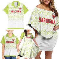 Custom Sardinia Football Family Matching Off Shoulder Short Dress and Hawaiian Shirt Sardigna Sporty Style
