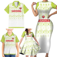 Custom Sardinia Football Family Matching Short Sleeve Bodycon Dress and Hawaiian Shirt Sardigna Sporty Style