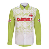 Custom Sardinia Football Long Sleeve Button Shirt Sardigna Sporty Style