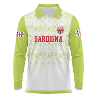 Custom Sardinia Football Long Sleeve Polo Shirt Sardigna Sporty Style