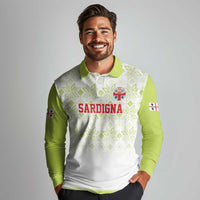 Custom Sardinia Football Long Sleeve Polo Shirt Sardigna Sporty Style