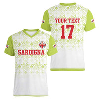 Custom Sardinia Football Women V-Neck T-Shirt Sardigna Sporty Style