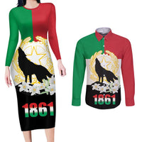 Italian Republic Anniversary of the Unification Couples Matching Long Sleeve Bodycon Dress and Long Sleeve Button Shirt Anniversario dellUnita d'Italia