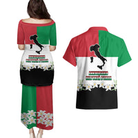 Italian Republic Anniversary of the Unification Couples Matching Puletasi and Hawaiian Shirt Anniversario dellUnita d'Italia