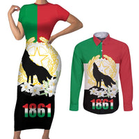 Italian Republic Anniversary of the Unification Couples Matching Short Sleeve Bodycon Dress and Long Sleeve Button Shirt Anniversario dellUnita d'Italia