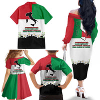 Italian Republic Anniversary of the Unification Family Matching Off The Shoulder Long Sleeve Dress and Hawaiian Shirt Anniversario dellUnita d'Italia
