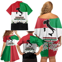 Italian Republic Anniversary of the Unification Family Matching Off Shoulder Short Dress and Hawaiian Shirt Anniversario dellUnita d'Italia