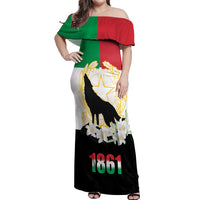 Italian Republic Anniversary of the Unification Off Shoulder Maxi Dress Anniversario dellUnita d'Italia