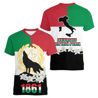 Italian Republic Anniversary of the Unification Women V-Neck T-Shirt Anniversario dellUnita d'Italia
